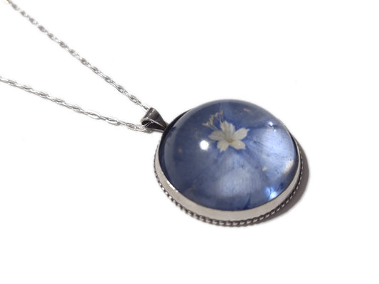 Blue Daze "Looking Glass" resin Necklace - Sterling Silver - Handmade - Resin - ValenwoodVixen
