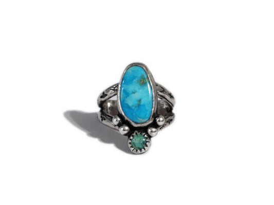 Handcrafted Kingman Turquoise Ring in Sterling | US 7.5/8 | Handmade Silver Jewelry
