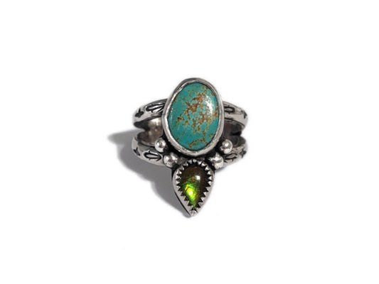 Handcrafted Kingman Turquoise Ring in Sterling | US 7.5/8 | Handmade Silver Jewelry