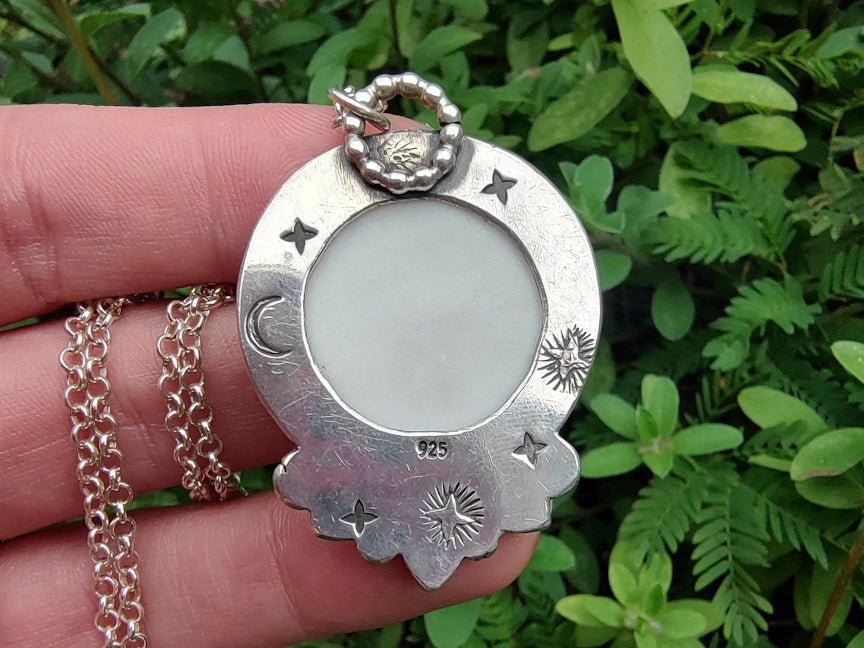 Mother Moon Opal Necklace | Australian Opal and Porcelain | Sterling | ValenwoodVixen