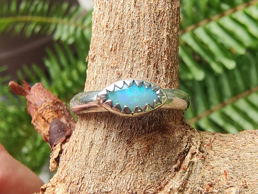 Australian Opal Ring | US sz 5.75 | Handcrafted Opal Ring in Sterling Silver