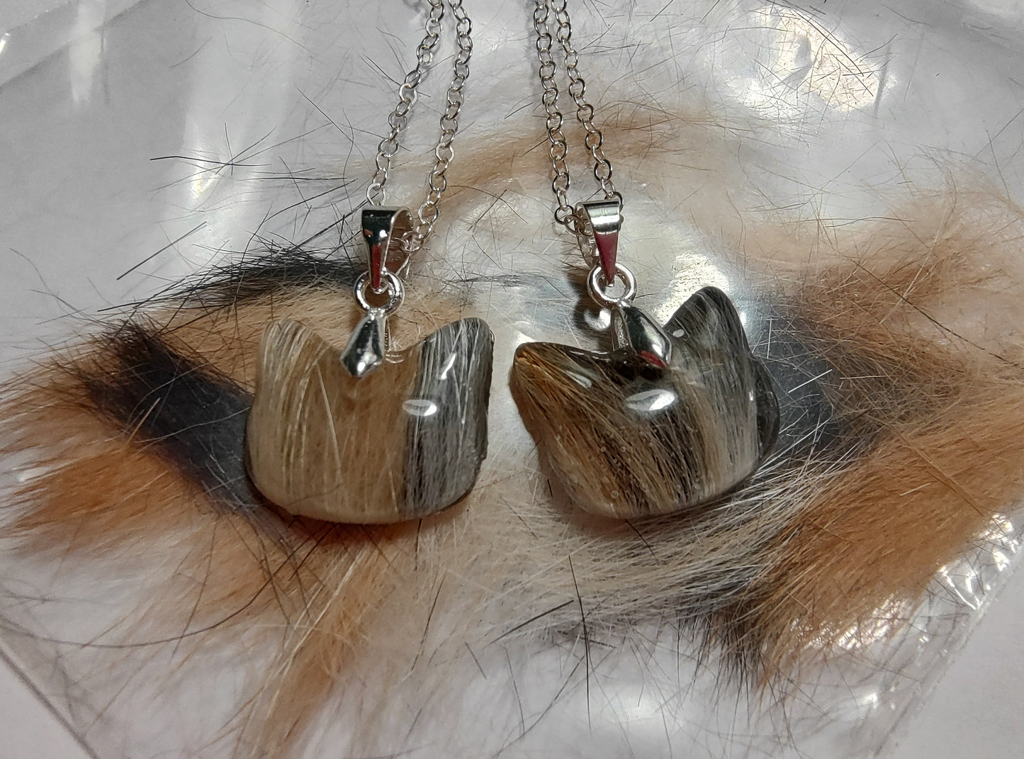 Cat Keepsake Necklace with Fur or Hair | Custom Memorial Jewelry