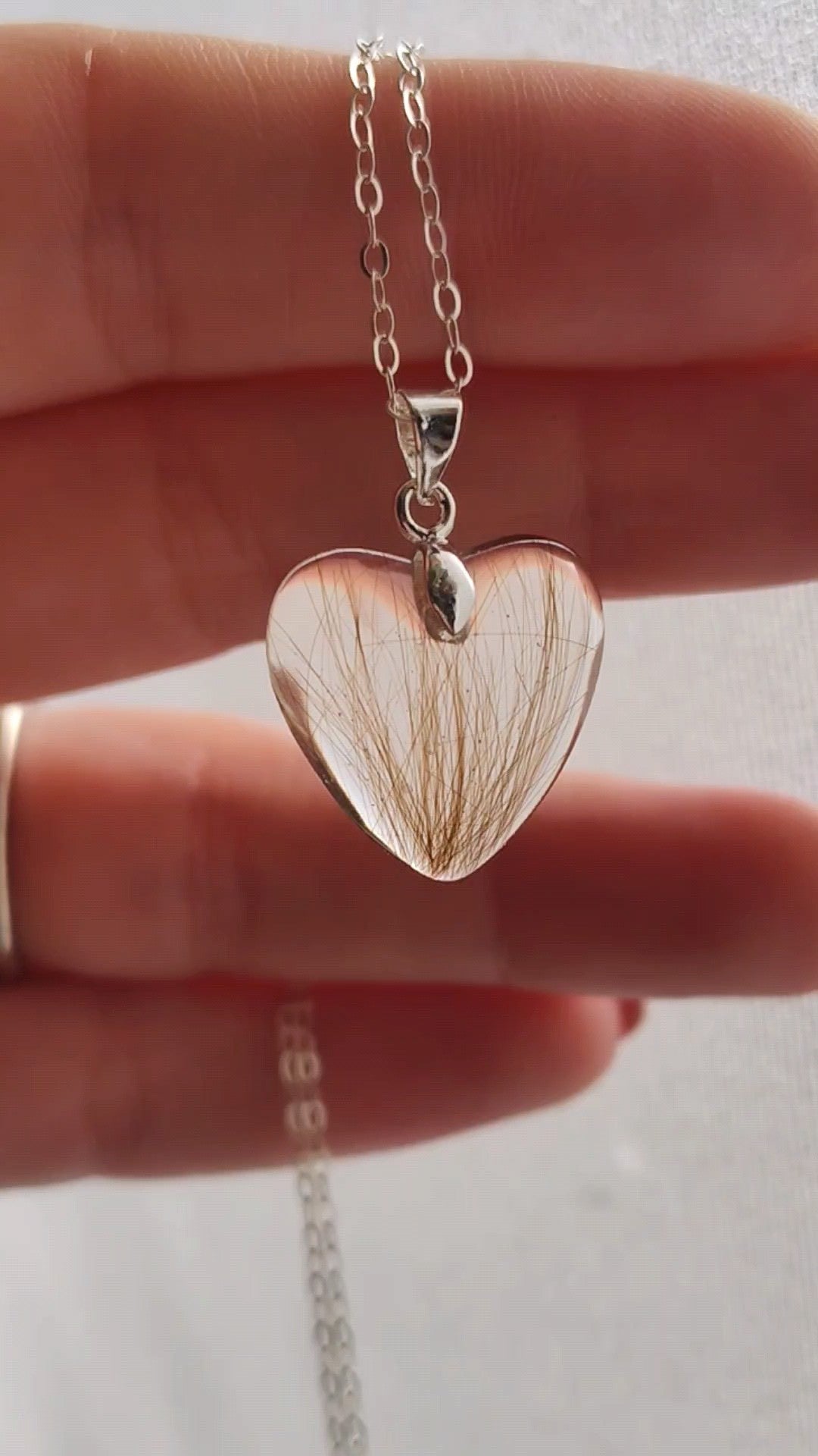 Small Heart Keepsake Necklace with Hair or Fur | Custom Memorial Jewelry