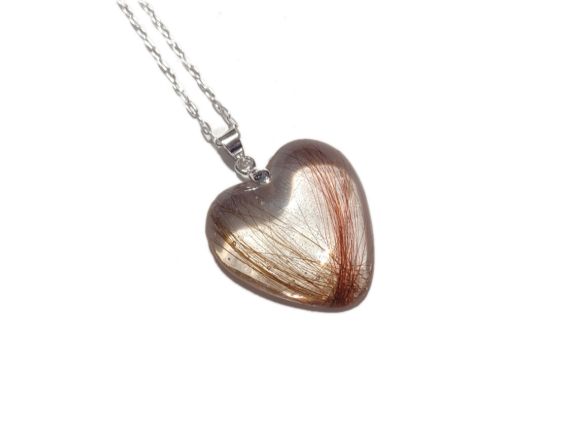 Handmade heart hair lock memorial keepsake necklace