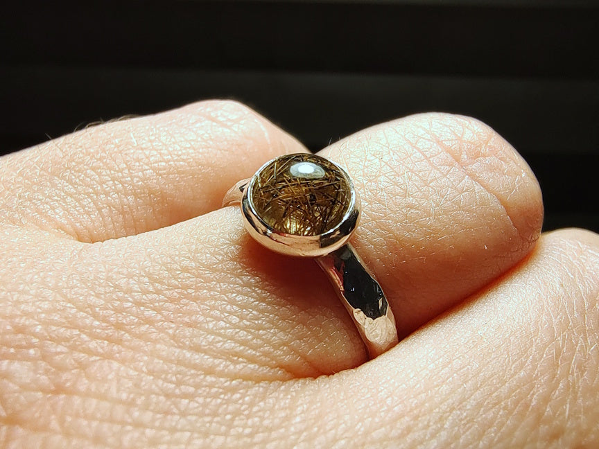 Sterling Hammered Keepsake Ring with Hair or Fur Custom Memorial