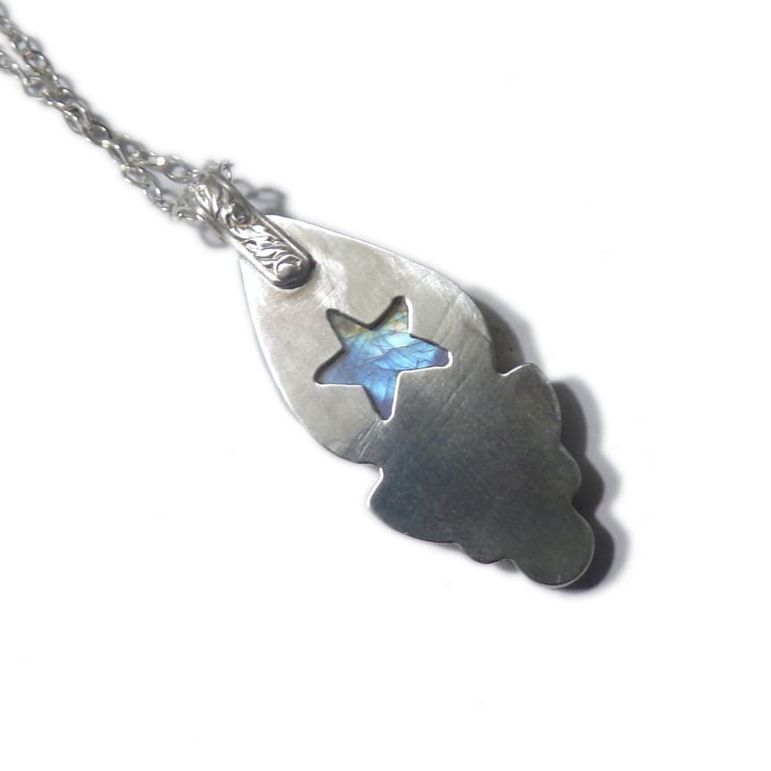 Starlight Butterfly - Rainbow Moonstone and Opal with abalone butterfly - Handmade - silversmithed - ValenwoodVixen