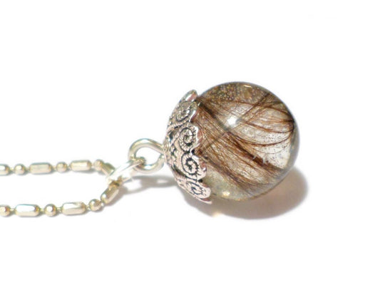 Orb 14mm Sphere Keepsake Necklace with Hair or Fur | Custom Memorial Jewelry