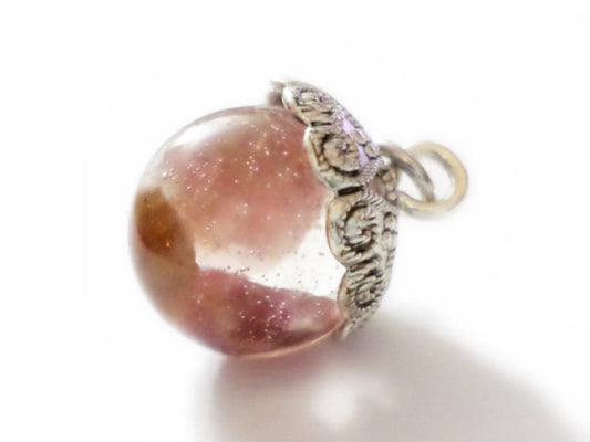 Raw Pink Tourmaline Orb in Resin- Pink Tourmaline Crystals - Resin Orb Sphere - 14mm Orb - ValenwoodVixen