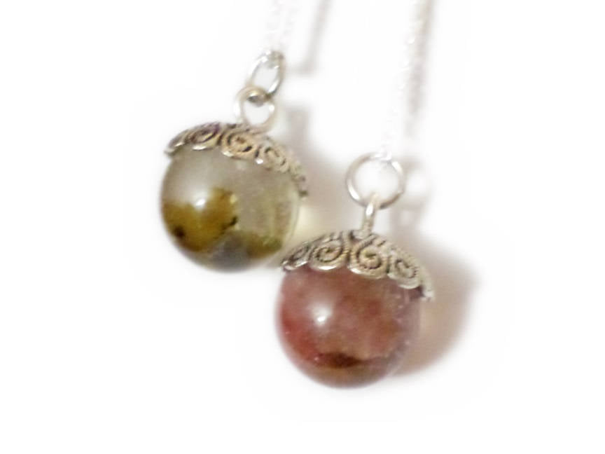 Raw Pink Tourmaline Orb in Resin- Pink Tourmaline Crystals - Resin Orb Sphere - 14mm Orb - ValenwoodVixen