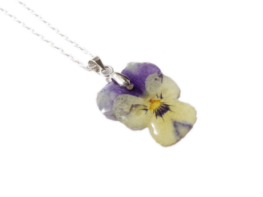 Pressed Viola 2 - Flower Necklace - Violet Viola Tricolor - Real Flower - Nature Gift - Preserved Flower - ValenwoodVixen