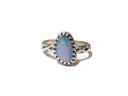 Iris - Opal Ring- size 7 - Opal doublet & sterling silver handcrafted ring- Opal Jewelry - ValenwoodVixen - Ready to Ship