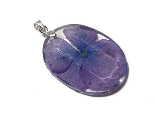 Hydrangea Dream Necklace 1 - Hydrangea- Faceted Resin Necklace - Real Dried Flowers - Nature Jewelry - Valenwood Vixen - Ready to Ship