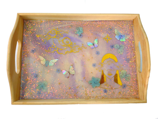Lucid Dreamer Tray - Wood & Resin - 12x8.5- Handcrafted, Unique gift, Home Decor, Dice Tray- Resin Art - ValenwoodVixen - Ready to Ship