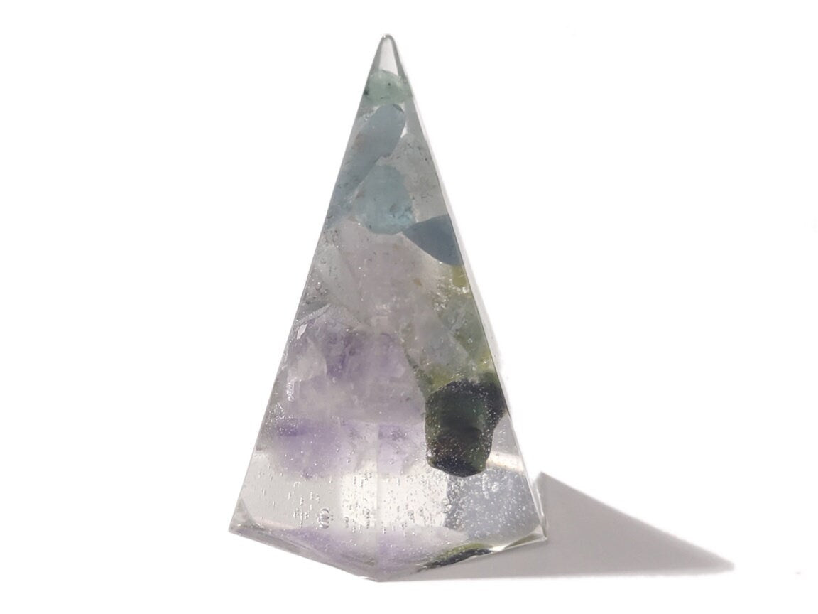 Resin Ring Cone - Faceted #1- Mixed Gemstones- Crystal Ring Holder - Jewelry Display - ValenwoodVixen - Ready to Ship