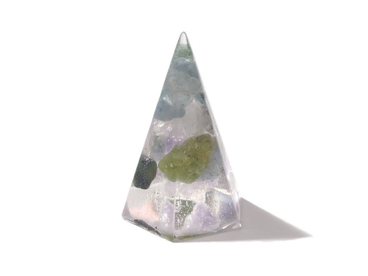 Resin Ring Cone - Faceted #1- Mixed Gemstones- Crystal Ring Holder - Jewelry Display - ValenwoodVixen - Ready to Ship