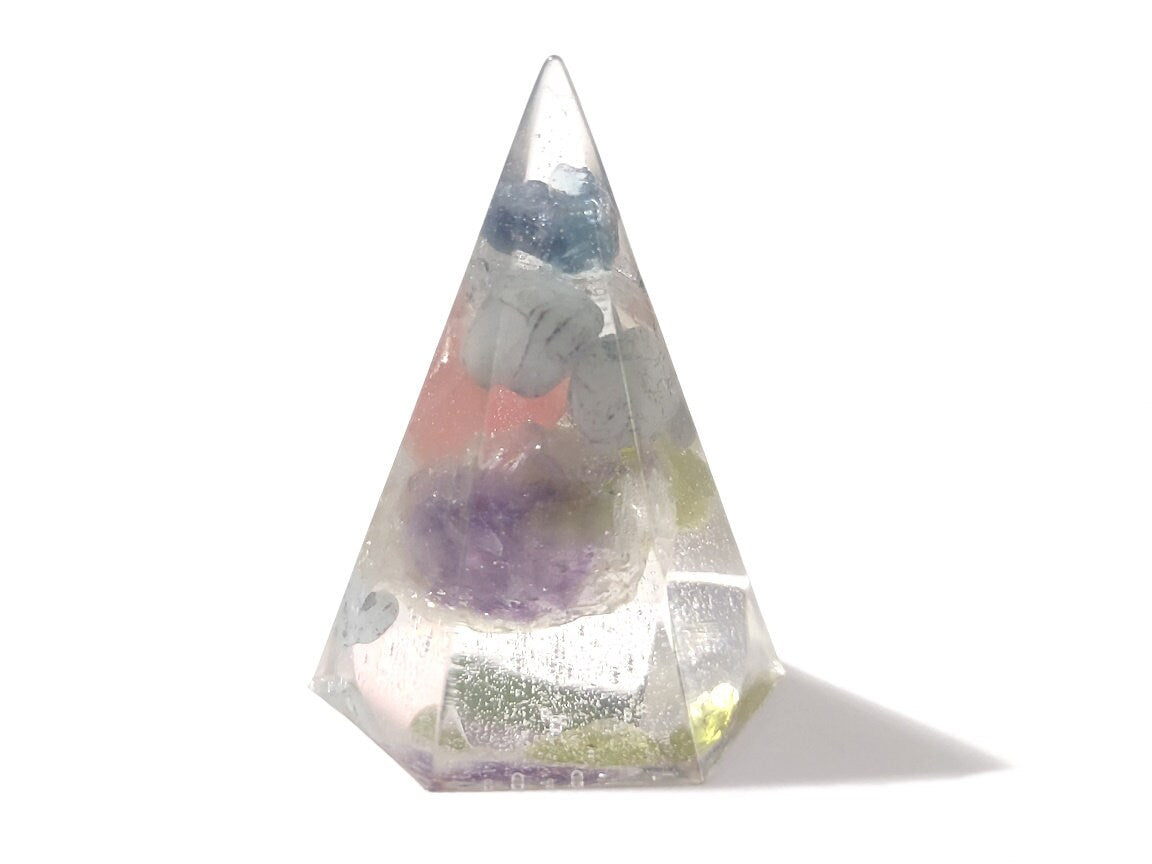 Resin Ring Cone - Faceted #2- Mixed Gemstones- Crystal Ring Holder - Jewelry Display - ValenwoodVixen - Ready to Ship