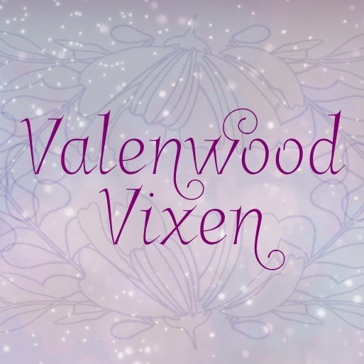 Text 'Valenwood Vixen' on a decorative background with floral elements.
