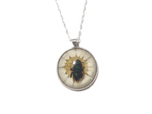 Load image into Gallery viewer, Orchid Bee and Daisy  &quot;Looking Glass&quot; resin Necklace - Sterling Silver - Handmade - Resin  - ValenwoodVixen
