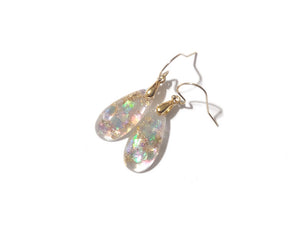 Teardrop Gold Flake Mermaid Earrings - Modern Earrings - Gold flake and Glitters in clear resin - Ready to Ship - ValenwoodVixen