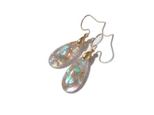 Load image into Gallery viewer, Teardrop Gold Flake Mermaid Earrings - Modern Earrings - Gold flake and Glitters in clear resin - Ready to Ship - ValenwoodVixen
