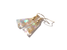 Load image into Gallery viewer, Trapezoid Gold Flake Mermaid Earrings - Modern Earrings - Gold flake and Glitters in clear resin - Ready to Ship - ValenwoodVixen
