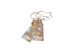 Trapezoid Gold Flake Mermaid Earrings - Modern Earrings - Gold flake and Glitters in clear resin - Ready to Ship - ValenwoodVixen