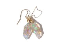 Load image into Gallery viewer, Faceted Gold Flake Mermaid Earrings - Modern Earrings - Gold flake and Glitters in clear resin - Ready to Ship - ValenwoodVixen

