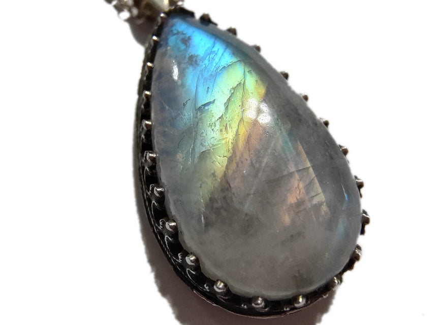 Rainbow Moonstone Unicorn Necklace | Handmade Silver Jewelry