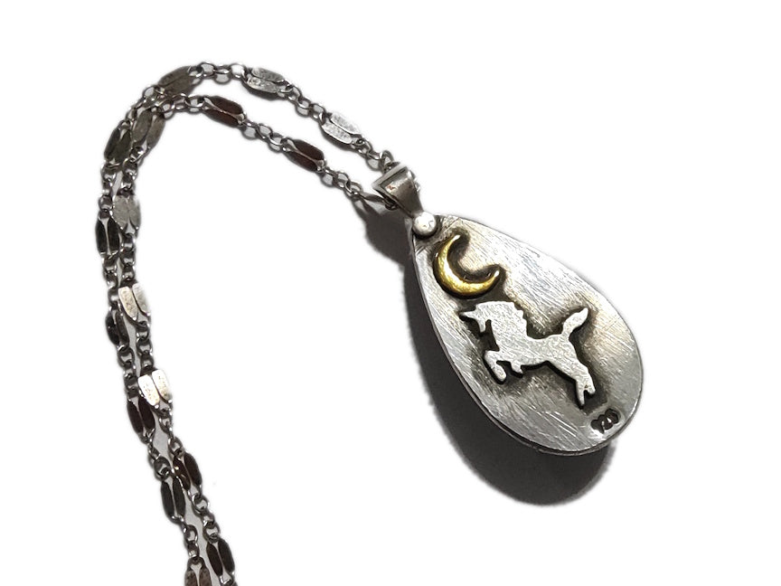 Rainbow Moonstone Unicorn Necklace | Handmade Silver Jewelry