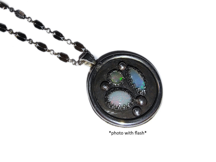 Handmade Opal Framed Pendant | Handcrafted Sterling Jewelry