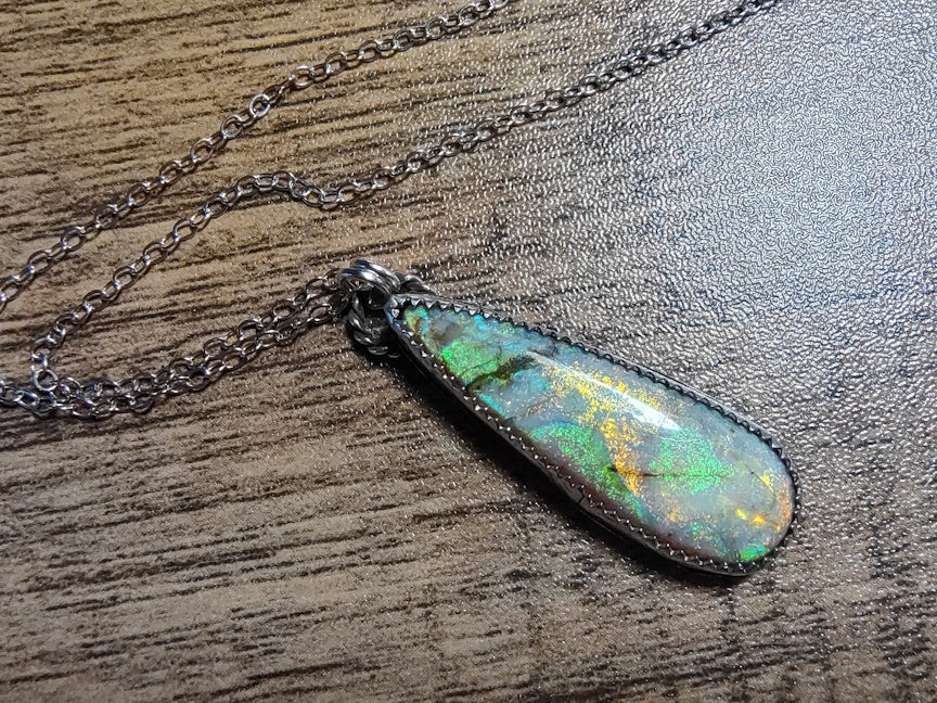 Monarch Opal Starry Night Necklace | Handmade Silver Jewelry