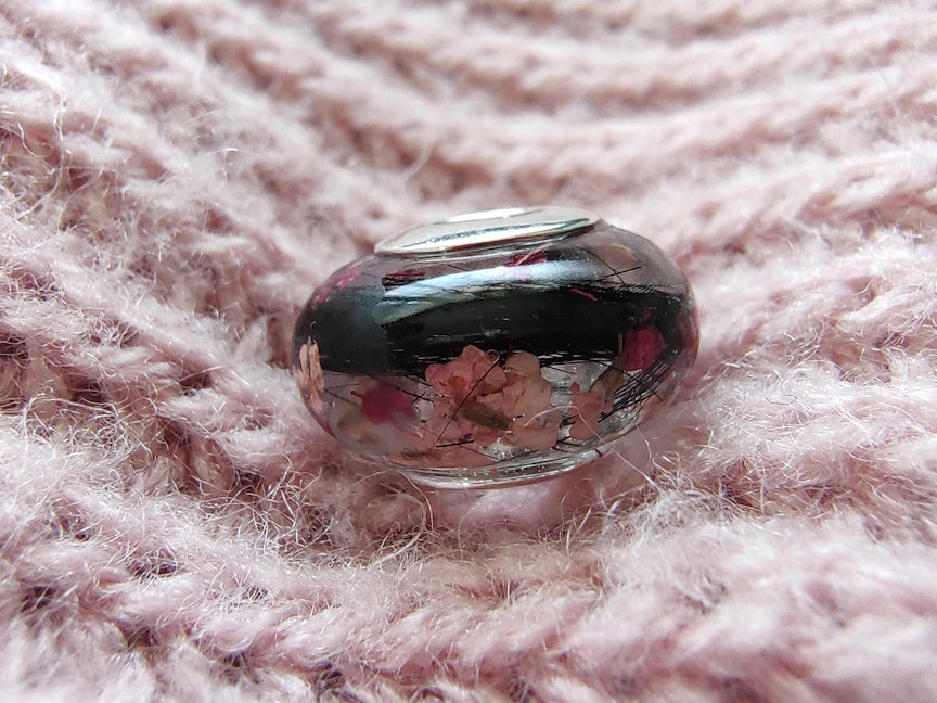 LARGE Custom Euro Bead Keepsake with Hair or Fur | Pet Memorial Jewelry