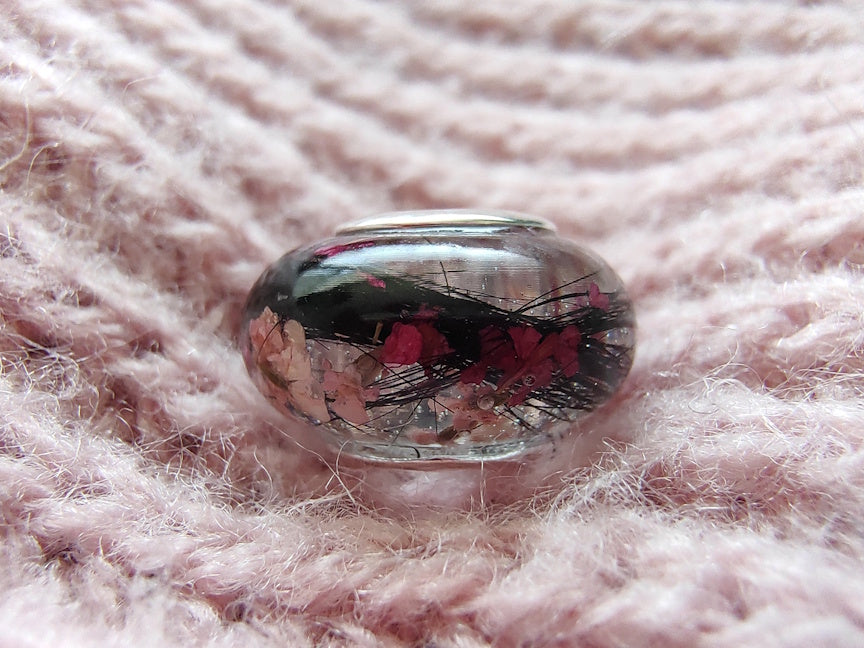 LARGE Custom Euro Bead Keepsake with Hair or Fur | Pet Memorial Jewelry