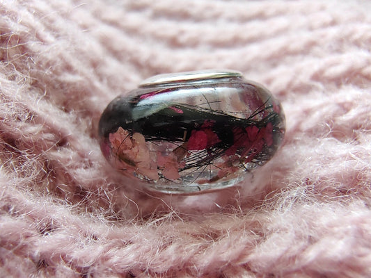 LARGE Custom Euro Bead Keepsake with Hair or Fur | Pet Memorial Jewelry