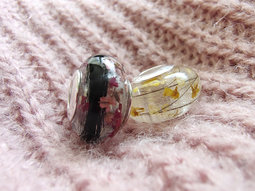 LARGE Custom Euro Bead Keepsake with Hair or Fur | Pet Memorial Jewelry