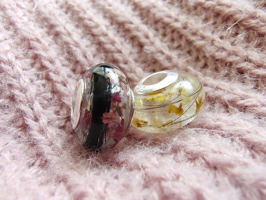 LARGE Custom Euro Bead Keepsake with Hair or Fur | Pet Memorial Jewelry