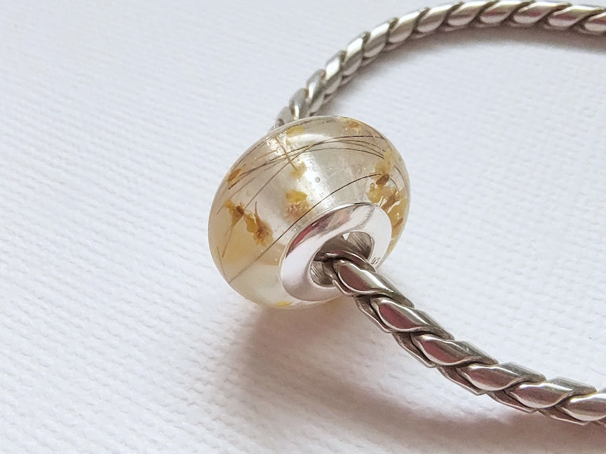 LARGE Custom Euro Bead Keepsake with Hair or Fur | Pet Memorial Jewelry