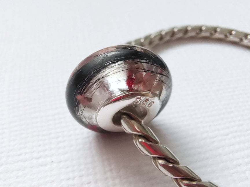 LARGE Custom Euro Bead Keepsake with Hair or Fur | Pet Memorial Jewelry