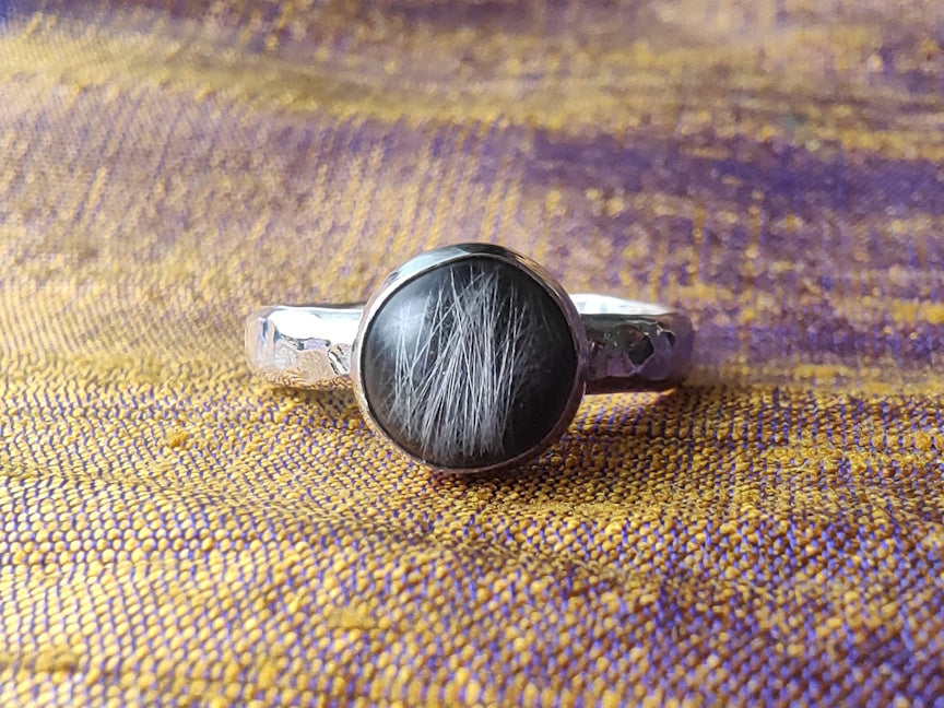 Pet Fur Memorial Ring | Hammered Silver | Custom Memorial Jewelry