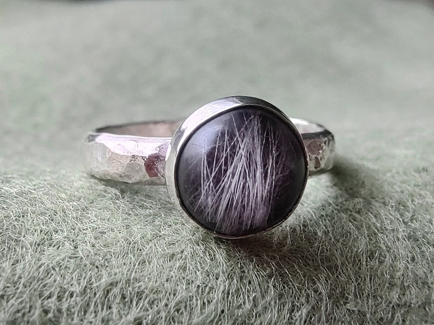 Pet Fur Memorial Ring | Hammered Silver | Custom Memorial Jewelry