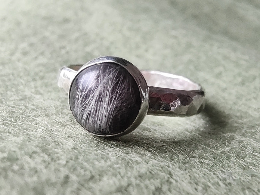 Pet Fur Memorial Ring | Hammered Silver | Custom Memorial Jewelry