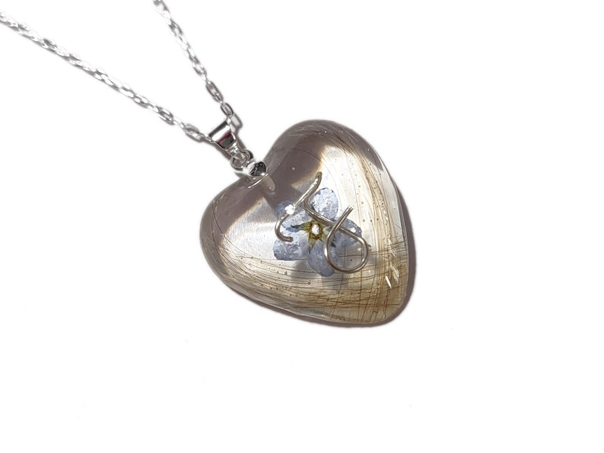 Handmade heart hair lock memorial keepsake necklace