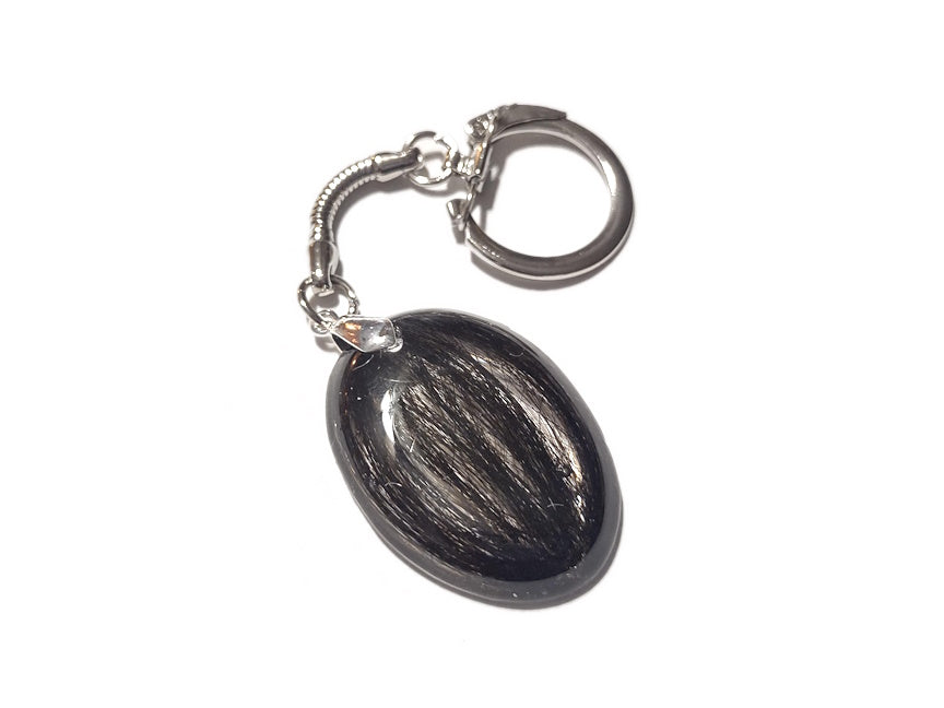 Handmade oval hair lock memorial keepsake key chain