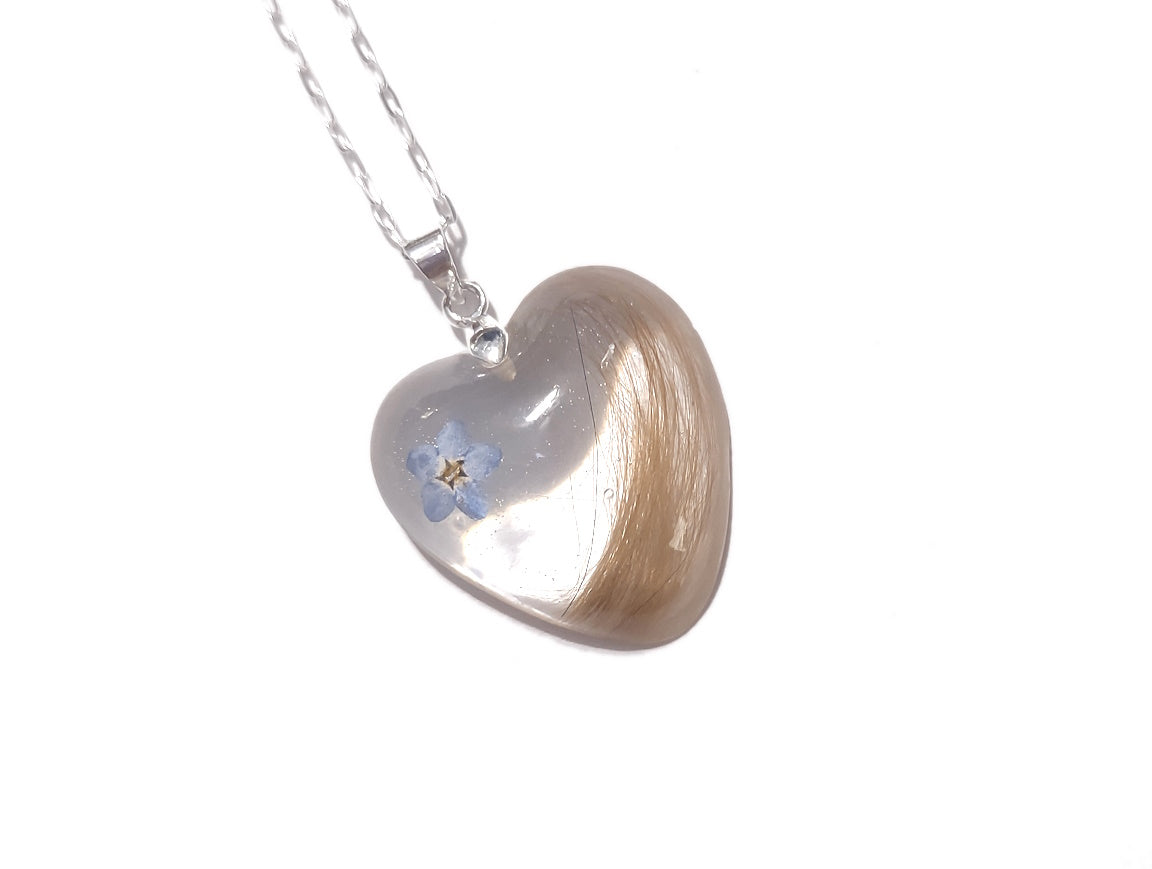 Handmade heart hair lock memorial keepsake necklace