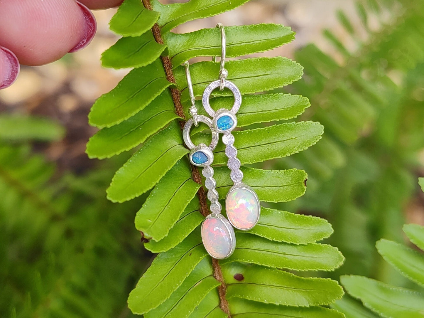 Handmade Opal Earrings - Sterling Silver & Opal Earrings- Dangle Earrings- Welo Opal - ValenwoodVixen - Ready to Ship