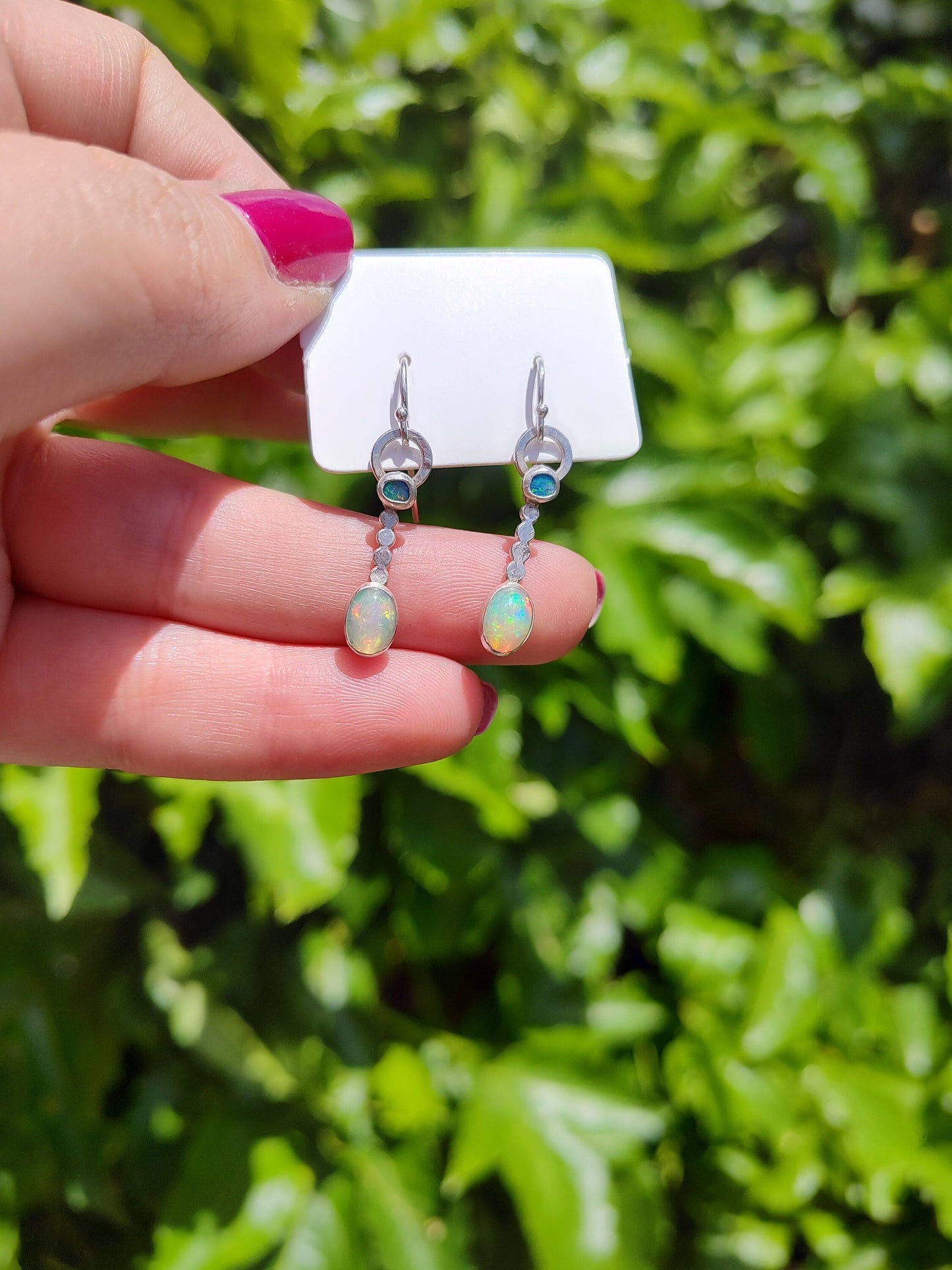 Handmade Opal Earrings - Sterling Silver & Opal Earrings- Dangle Earrings- Welo Opal - ValenwoodVixen - Ready to Ship