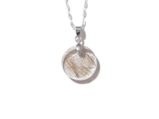 Handmade small medallion memorial necklace with hair or fur