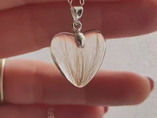 Small Heart Keepsake Necklace with Hair or Fur | Custom Memorial Jewelry