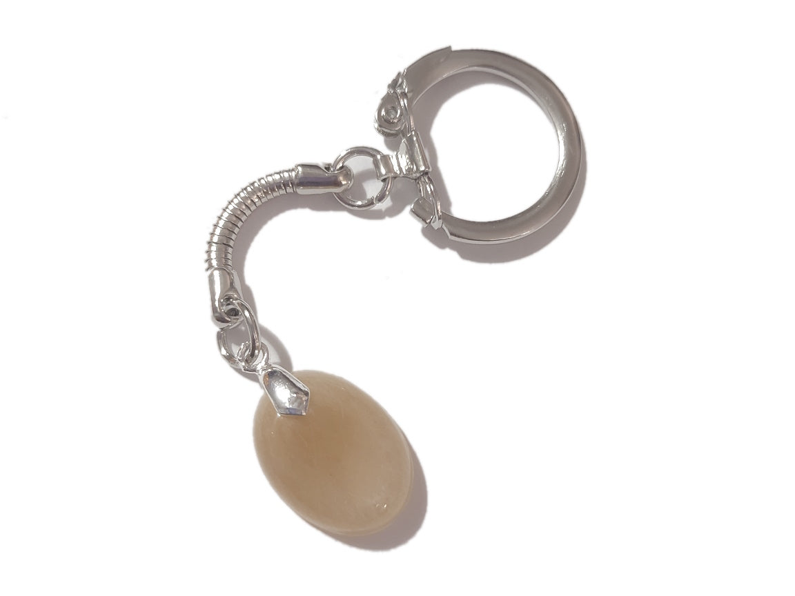 A handmade key chain containing a small amount of fur