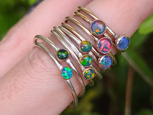 Genuine Opal Stacker Ring - 14k Gold FILL or Sterling & gold fill - Ready to ship - ValenwoodVixen